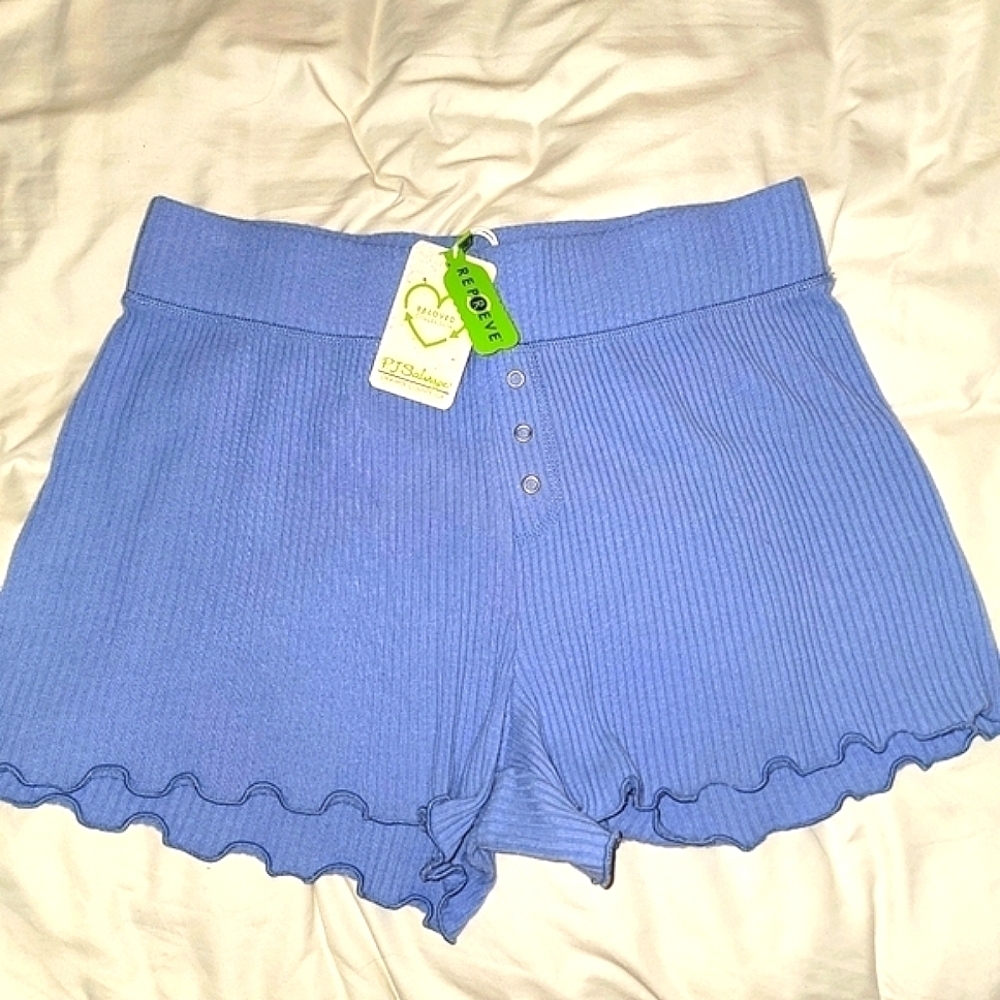 PJ Salvage Reloved Ribbed Lounge Sleep Street Shorts Blue Medium